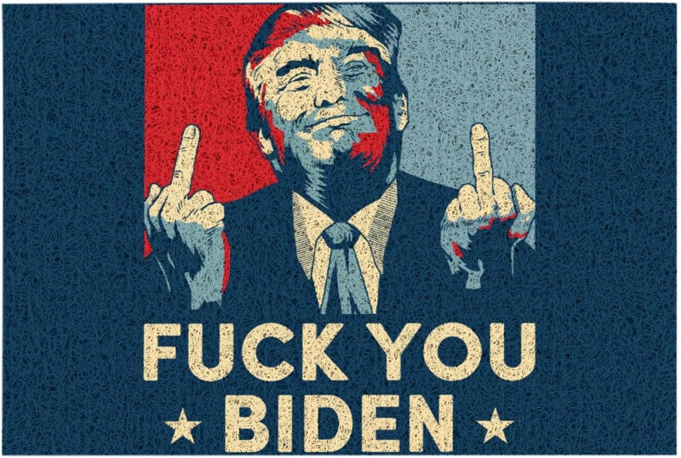 TULDYS Funny Trump Middle Finger Fuck You Biden - Anti Joe Biden Doormat Non Slip Dirt Trapper Entrance Floor Mat PVC 23.6 X 15.7 Inch Door Mat for Indoor Outdoor Entrance