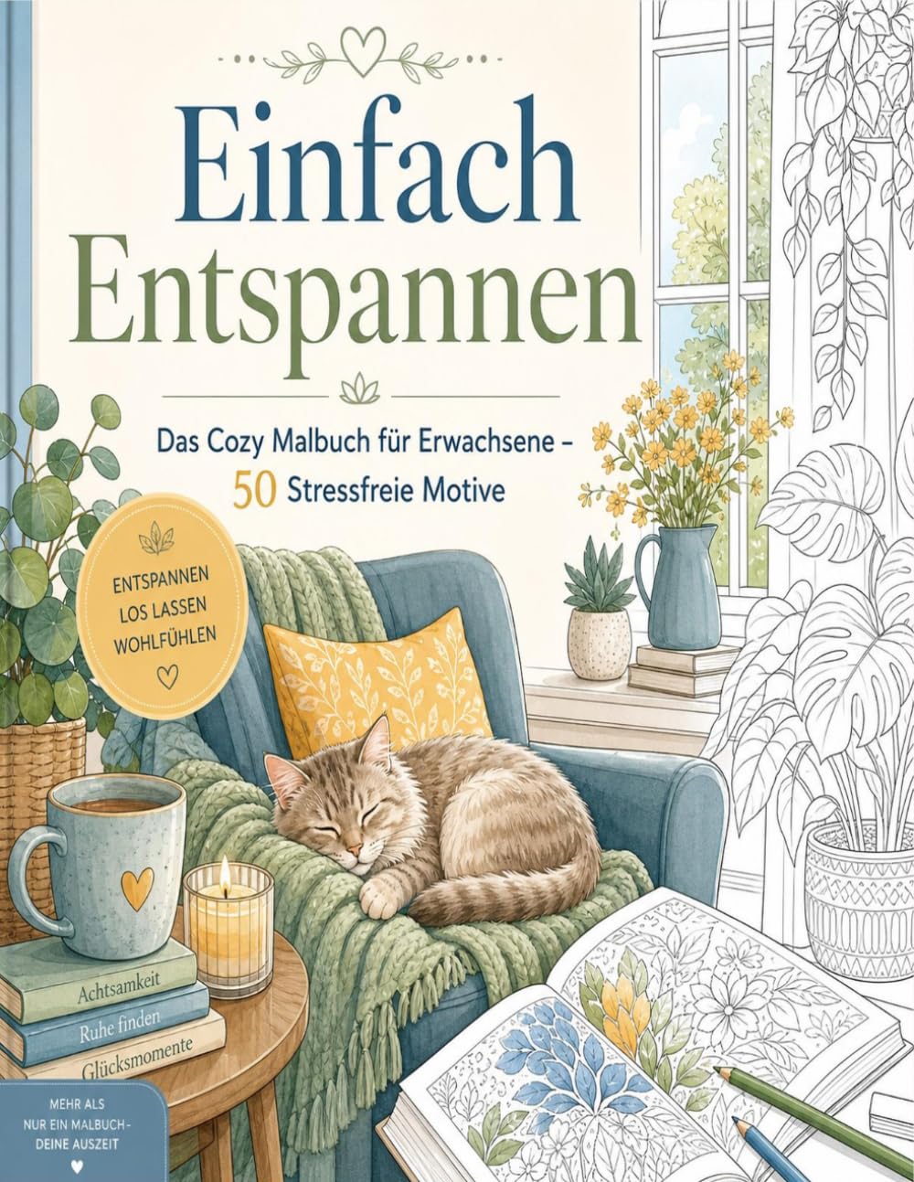Einfach Entspannen: Das Cozy Malbuch für Erwachsene – 50 Stressfreie Motive für Kreativität & Achtsamkeit