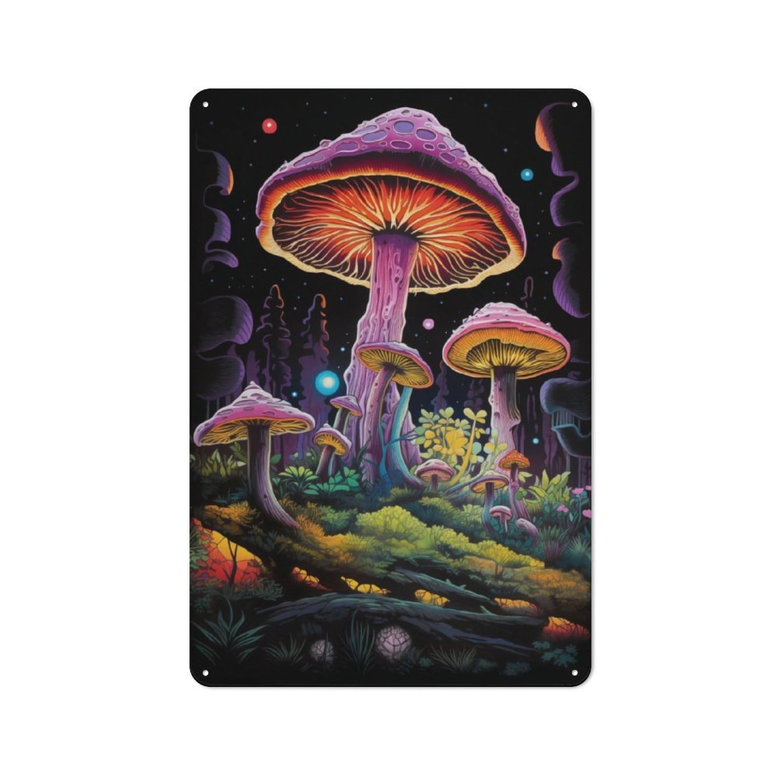 Junmoney Mushrooms No4 Retro Tin Sign 30X20cm Featuring For Bar Or Restaurant, For Metal Sign Collectors, For Garage And Workshop Walls