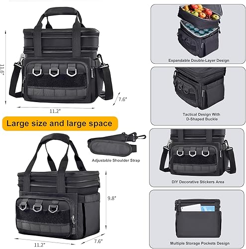Miniatura 3 de Lonchera táctica para hombres y mujeres, bolsa de almuerzo aislada a prueba de fugas con correa ajustable para el hombro, bolsa enfriadora duradera