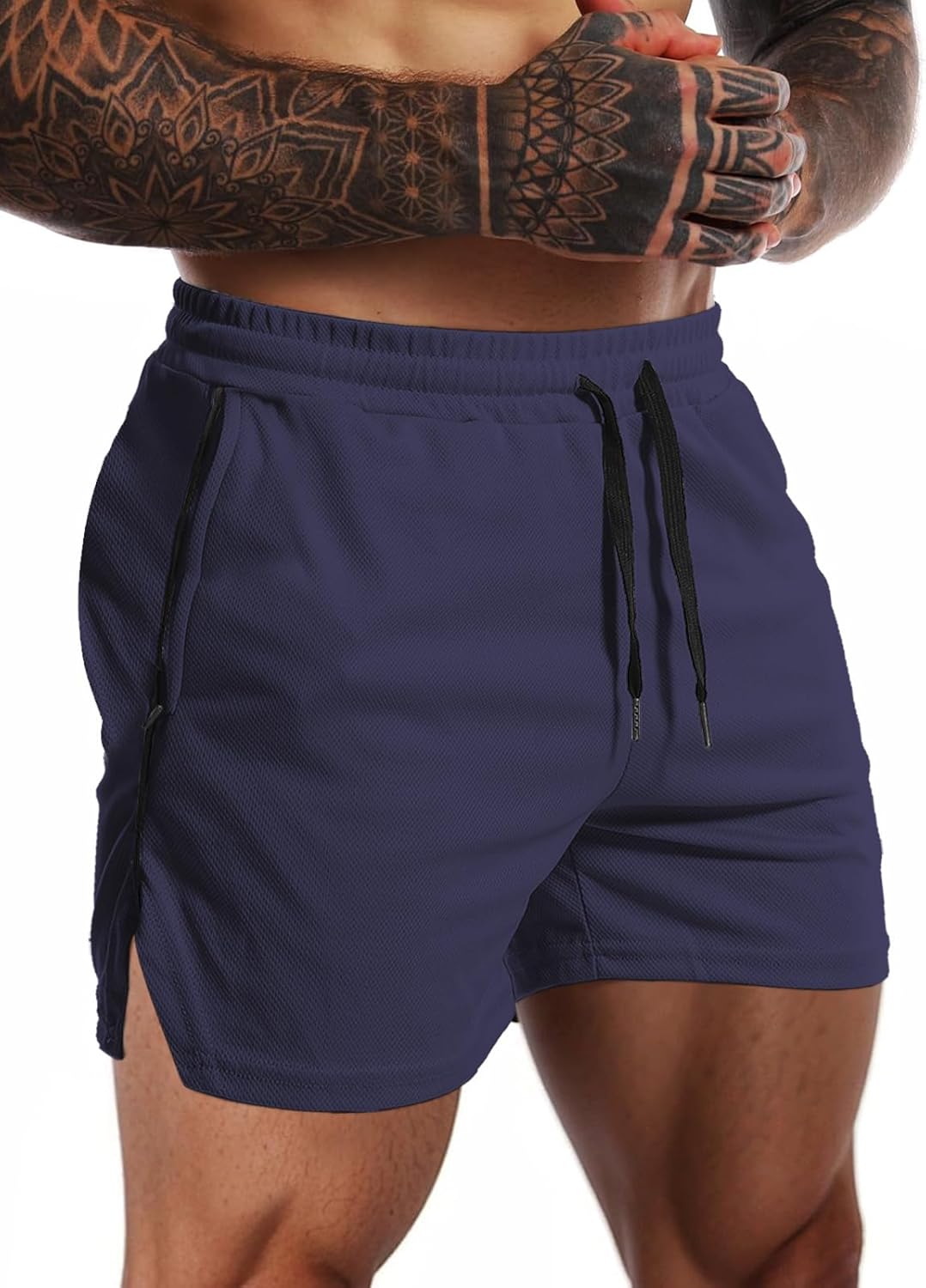 Aolesy Mens Workout Shorts with Zip Pocket 5" Lightweight Gym Running Shorts Linerless Bodybuilding Athletic Shorts - Image 2