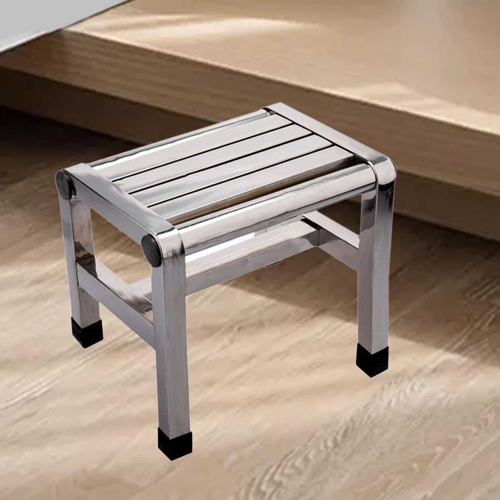 Qectial Metall Trittschemel, Duschbank, Stabil, rutschfest, Multifunktional, Fußstütze, Badhocker für Schlafzimmer, Badezimmer, Kinder, Senioren, 31 cm X 21.6 cm X 31 cm