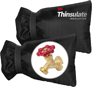 Outdoor Faucet Cover for Winter, 3M Thinsulate Spigot Cover for Winter Freeze Protection, Waterproof, 10" H x 6.3" W Outside Hose Bib Insulated Covers for Wall Taps, 2 Pcs Faucet Socks - Black