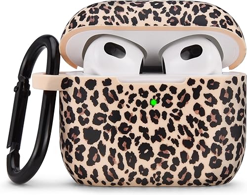 Funda compatible con AirPods de tercera generación para mujeres y niñas, funda transparente para AirPods 3 con llavero de piel dura y linda para