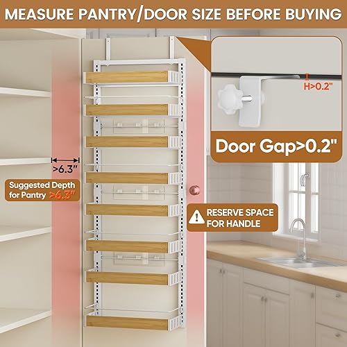 Miniatura 3 de Organizador de despensa de 8 niveles sobre la puerta, 2 en 1 para montaje en pared o estante de especias colgante, estantes de condimentos con cesta