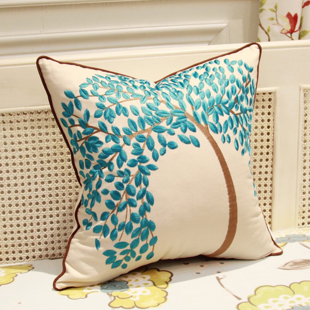Coussin broderie moderne 45x45 cm en coton PP pour lit et canapé