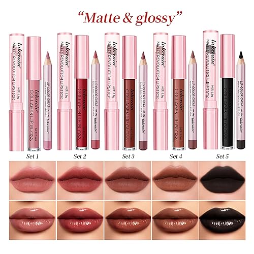 Miniatura 47 de BestLand - Juego de 6 lápices labiales líquidos mate y delineadores de labios, kit de maquillaje de un solo paso, pigmento aterciopelado nude a Set