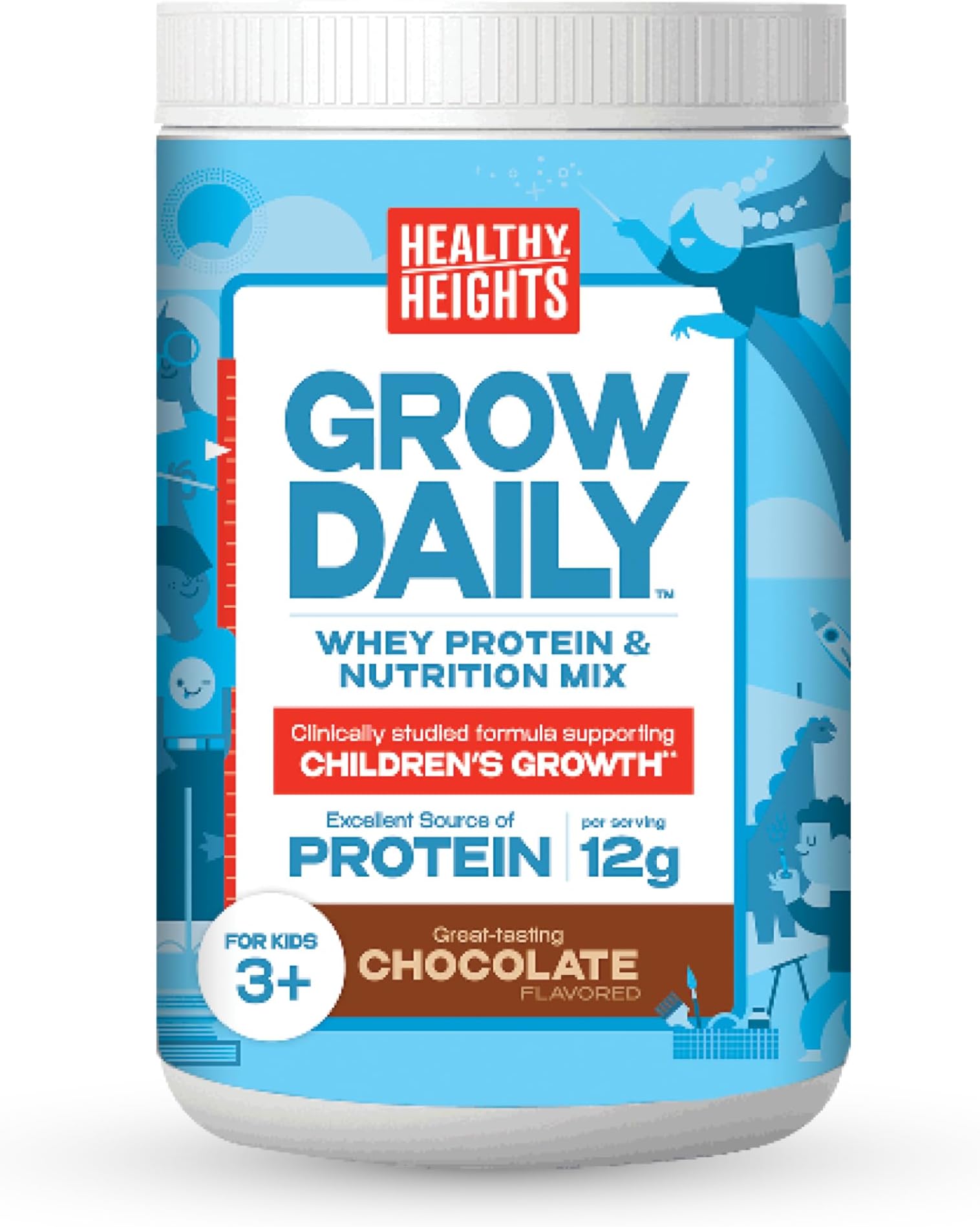- Grow Daily Kids Protein Drink Mix (Chocolate) - High Protein Shake for Kids 3+, 10.6 oz