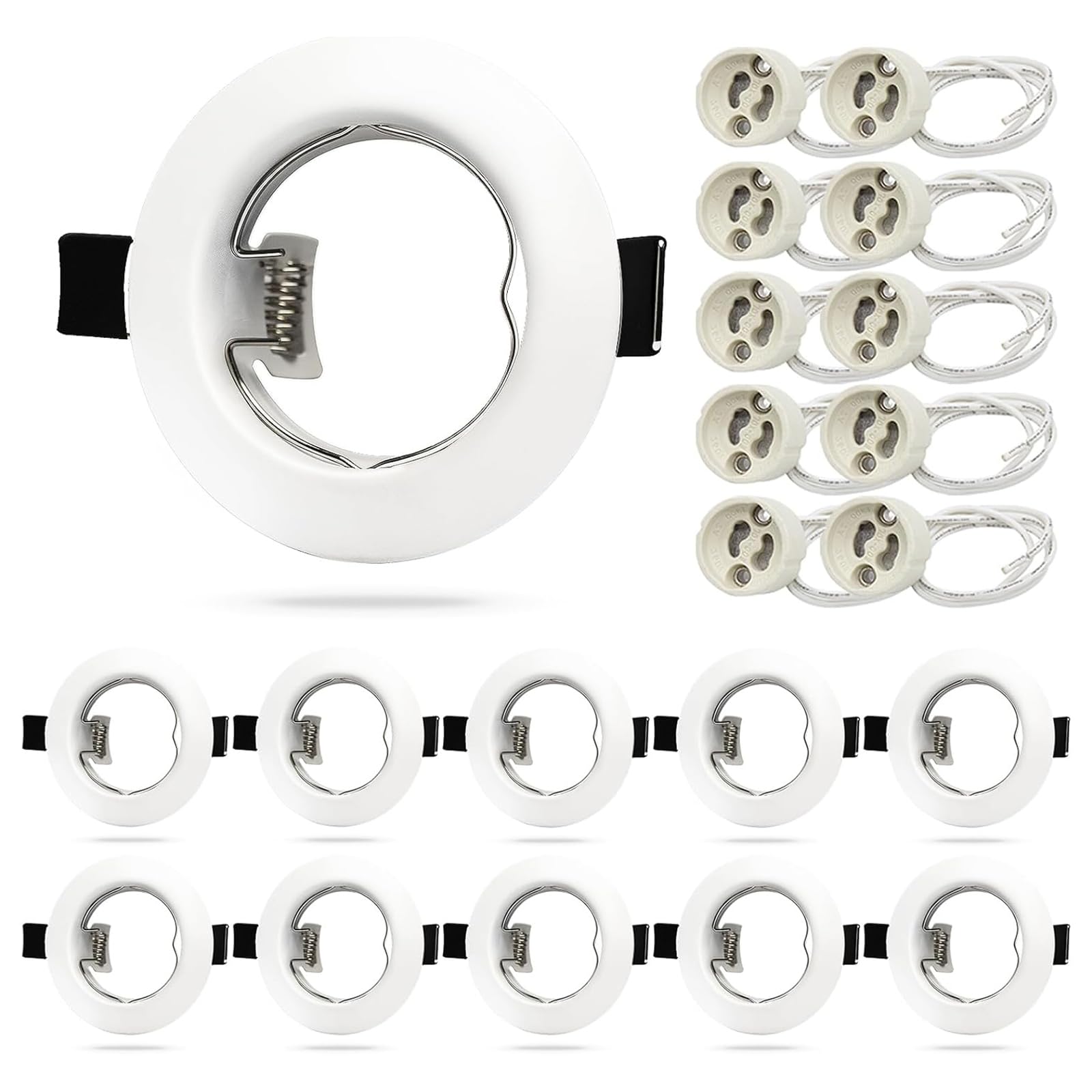 HiBay 10x Recessed Ceiling Spotlights GU10 Matte White Recessed LED Downlights Round Downlights for Living Room Bedroom 240V, 78mm Outer Diameter, 65-68mm Cut-Out Holes, Without Bulb โ image 1