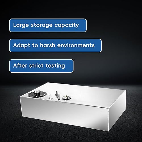Miniatura 9 de Tanque de gasolina de pila de combustible de alimentación superior de 17 galones, 64L, tira de deriva de calle de carreras de aluminio pulido con