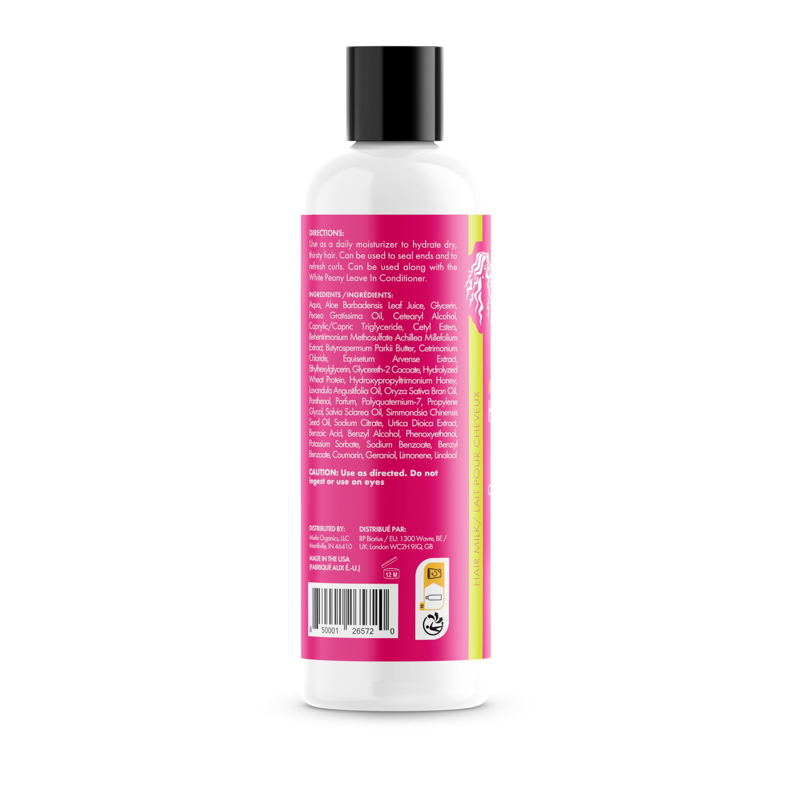 Mielle Avocado nawilżające mleczko do włosów, do wszystkich rodzajów włosów, ekologiczne, 227 ml (1 opakowanie)