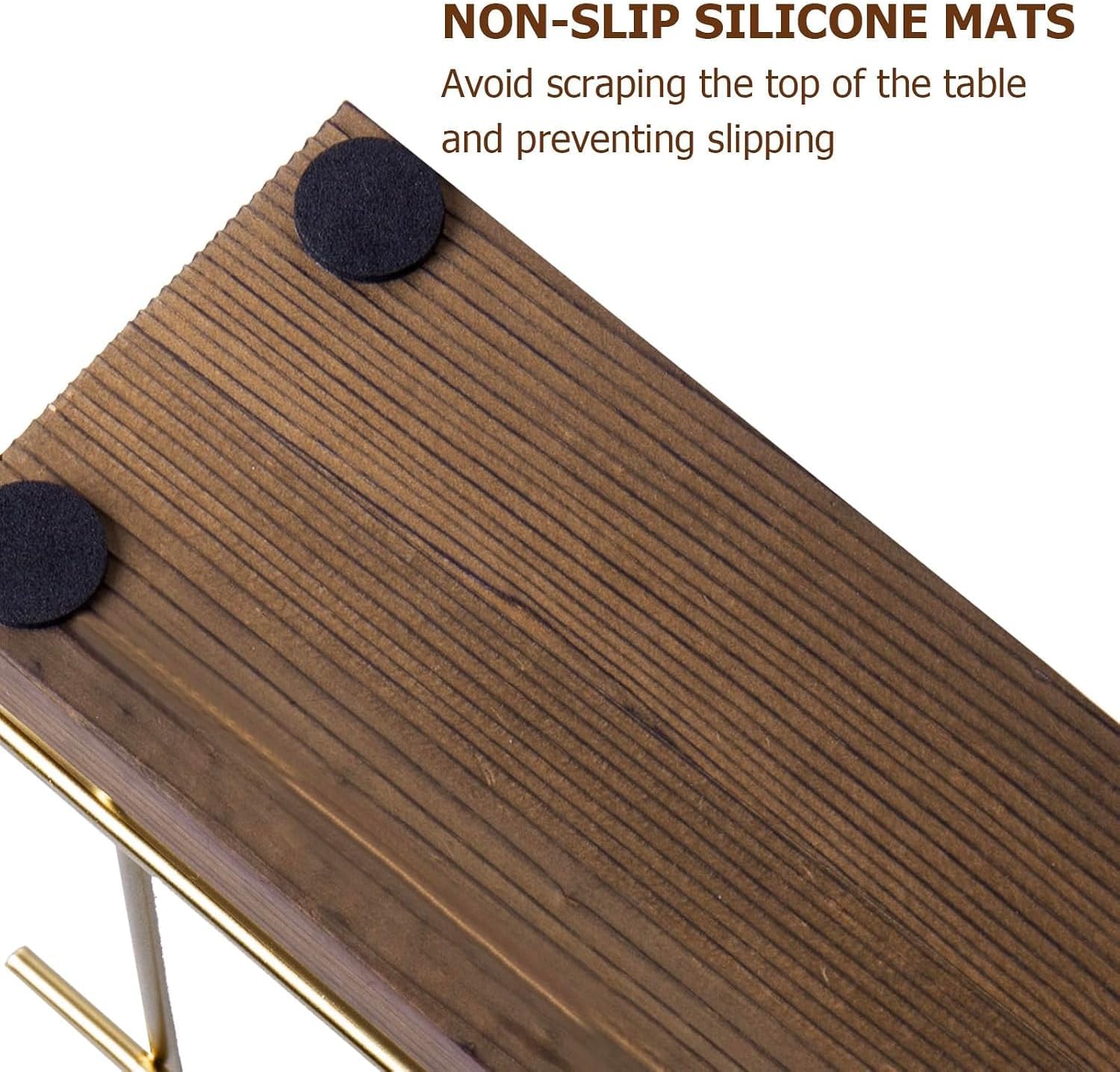 MyGift Upright Napkin Holder, Brass-Tone Metal with Burnt Brown Wood Base