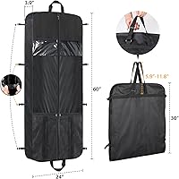 Vista 2 de Zilink Bolsas de viaje de 60 pulgadas para colgar ropa, bolsas largas impermeables para vestidos con bolsa de accesorios, bolsas de viaje con asas