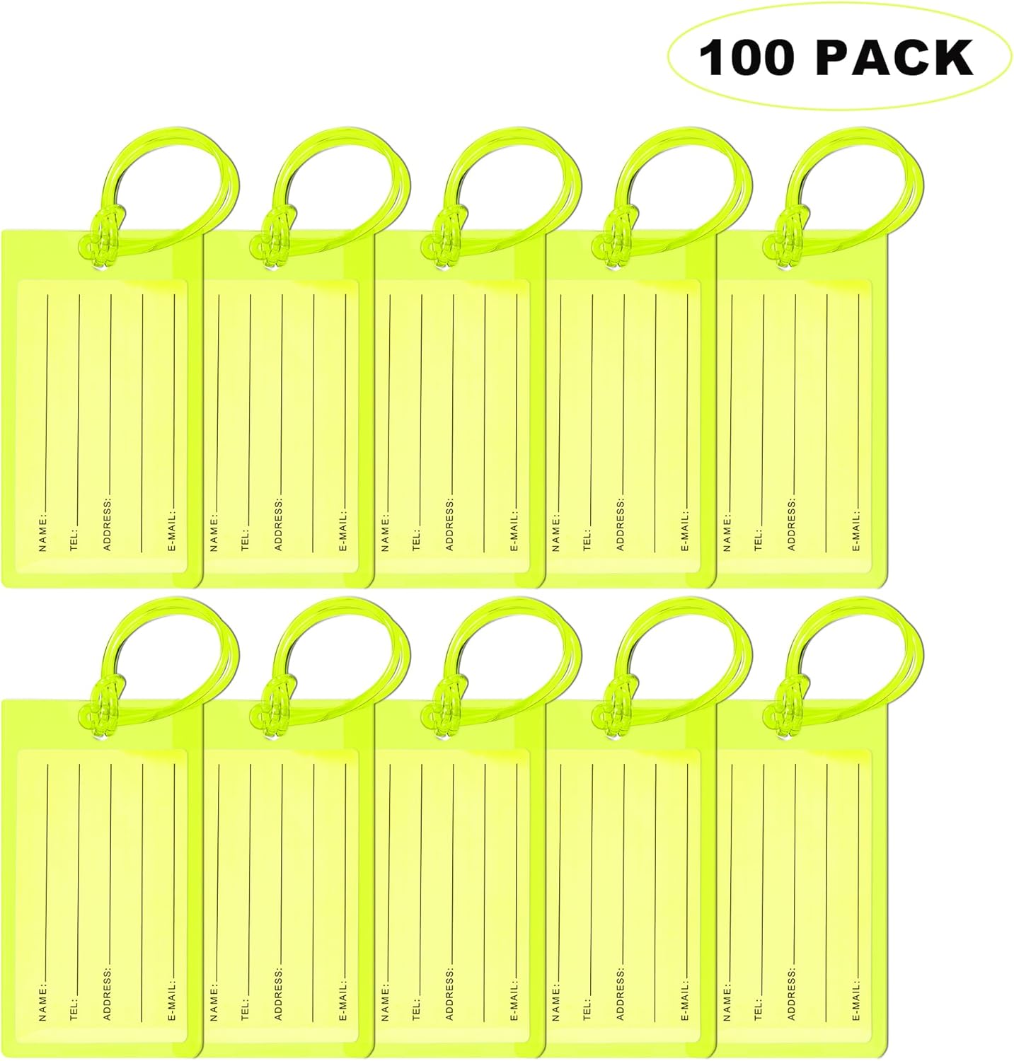 100 Pack Luggage Tags for Suitcases, Airplane Travel Essentials for Flying, International Travel Must Haves, and Luggage Accessories by Sodsay