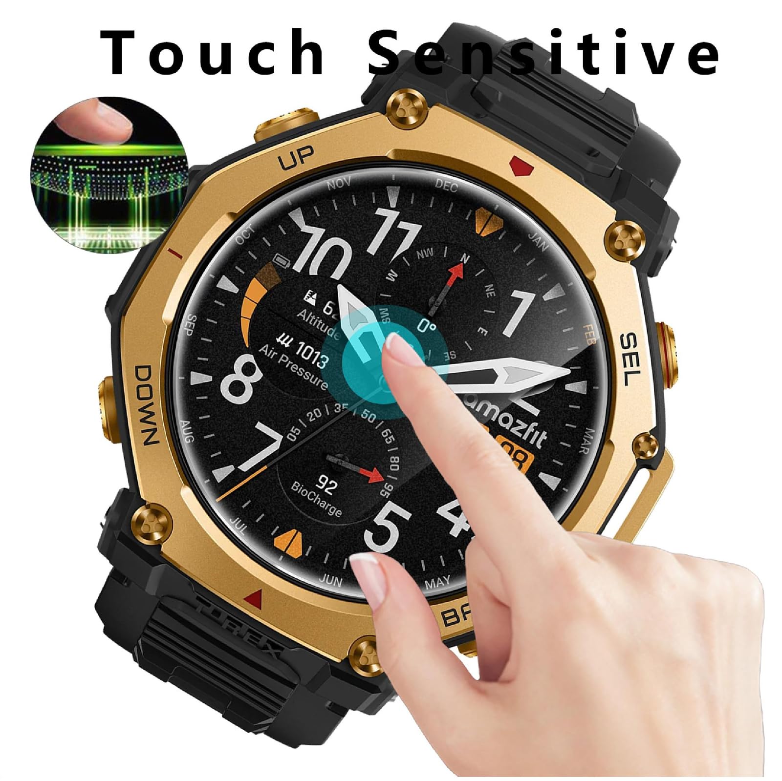 iVoler 3 Pezzi Cover con Vetro Temperato per Amazfit T-Rex 3 PRO 44mm, Copertura Completa Pellicola Protettiva Custodia Antiurto, Sottile Anti-Graffio Rigida Bumper Case, 2 Trasparente + 1 Nero iVoler 3 Pezzi Cover con Vetro Temperato per Amazfit T-Rex 3 PRO 44mm, Copertura Completa Pellicola Protettiva Custodia Antiurto, Sottile Anti-Graffio Rigida Bumper Case, 2 Trasparente + 1 Nero