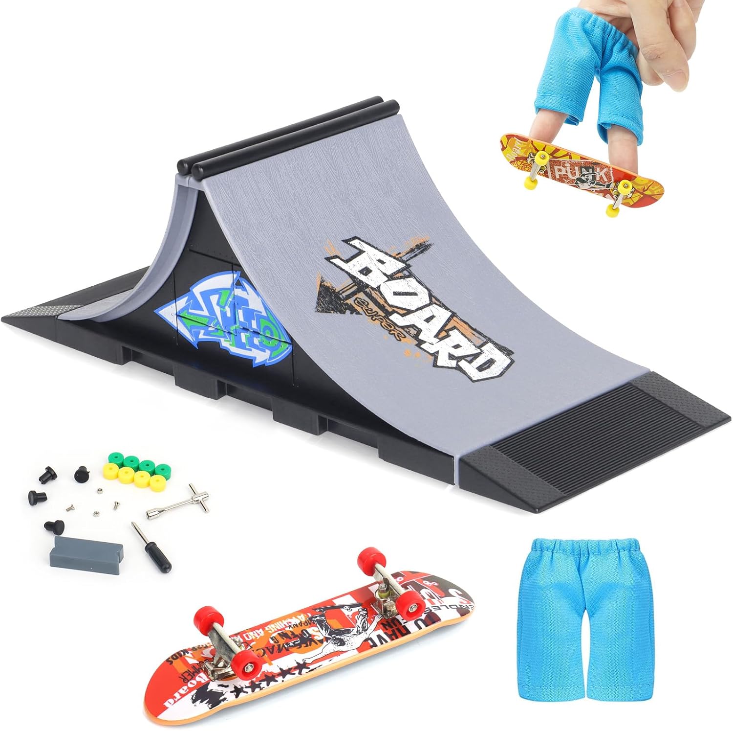 KETIEE Finger Skateboards Ramp Set, Skatepark Deck Kit