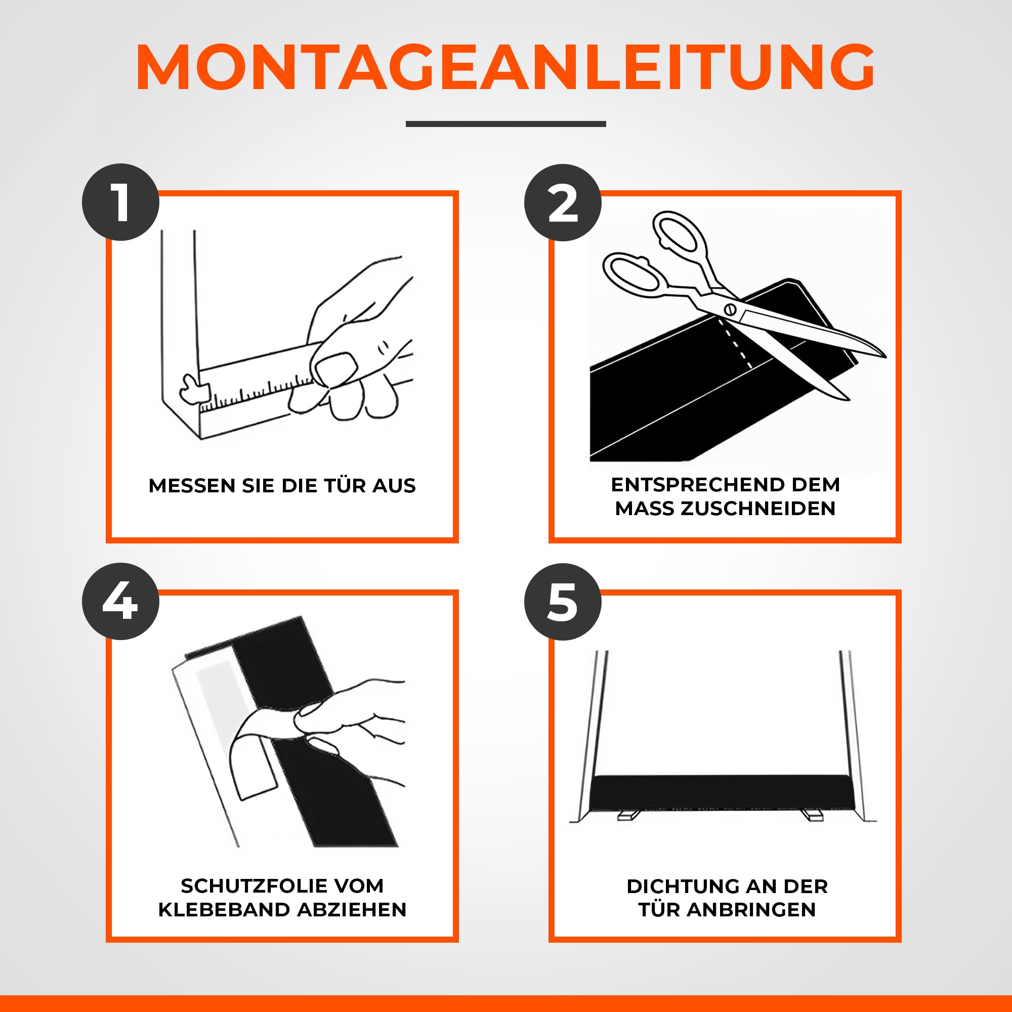 Türbodendichtung 20 mm – Schnell montierbar | Für Standard- & Glastüren | Nagetiersichere Dichtung mit Edelstahl-Drahtverstärkung | Profiqualität