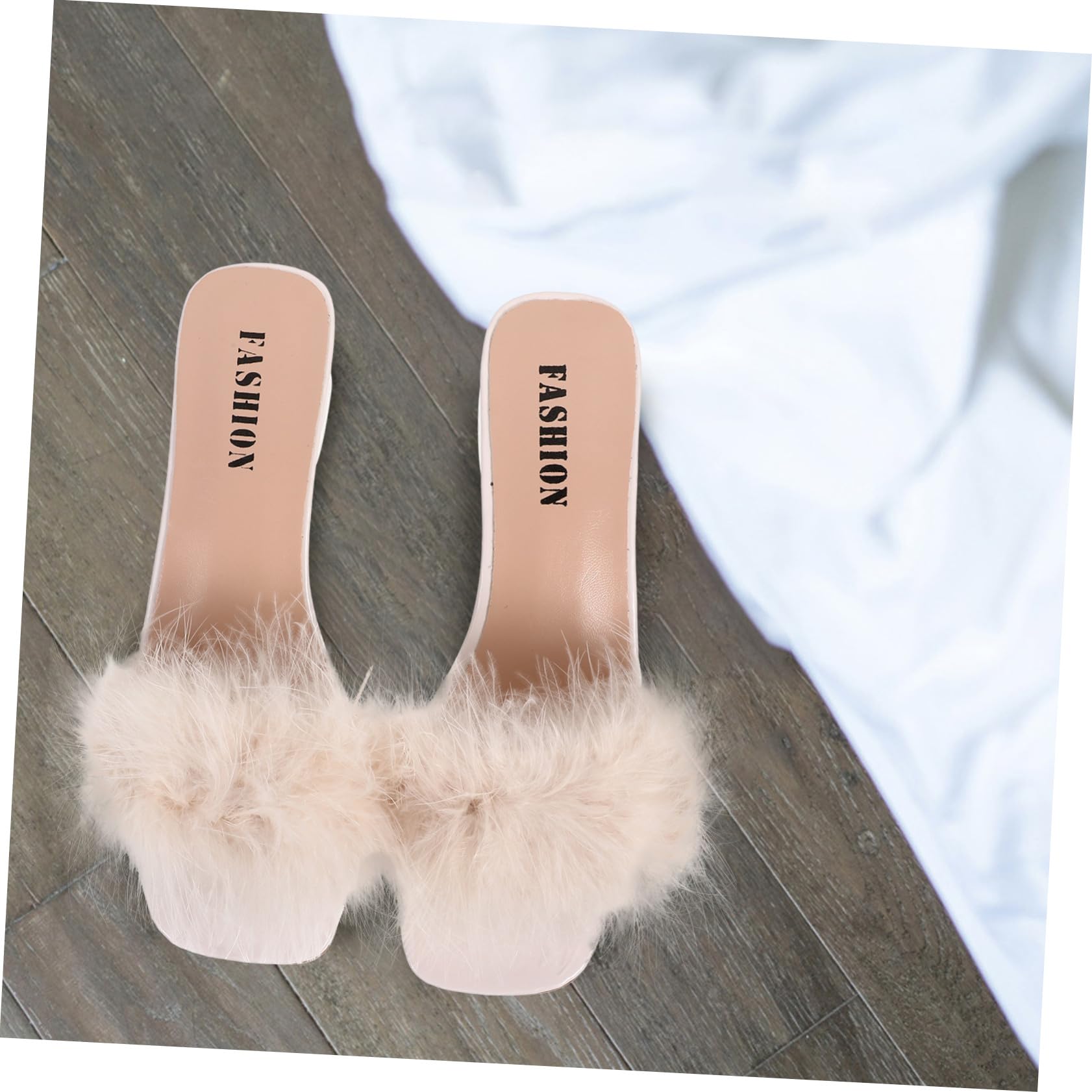 Mipcase Pantuflas de Tacón Peludo para Mujer Talla 38, Gamuza y Goma