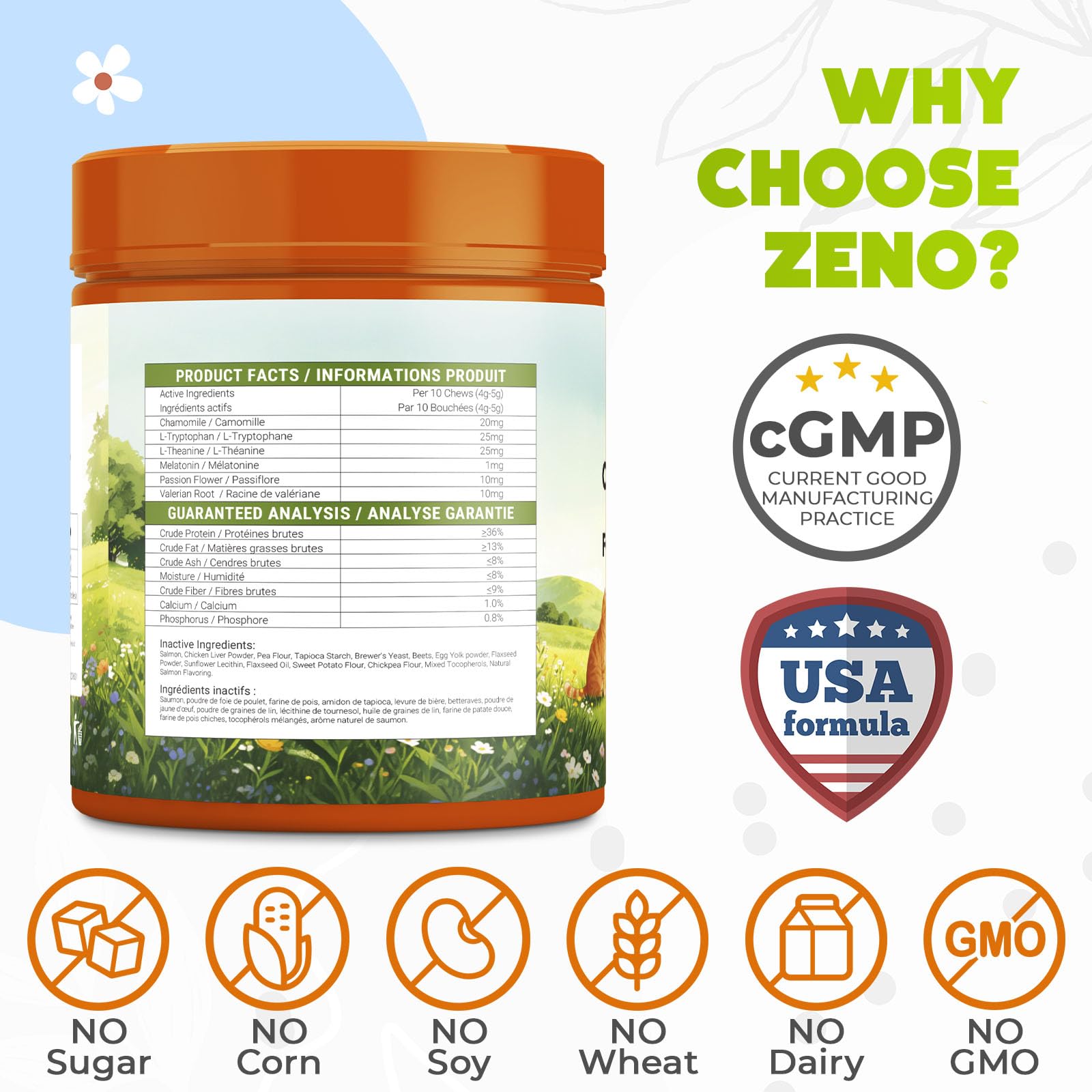 ZENO Hemp Calming Chews for Cats Anxiety 300 pcs - Feline Anxiety Relief with Melatonin - for Stress, Travel, Check-up, restlessness or Separation - Crunchy & Creamy Salmon Cat Calming Treats - image 5