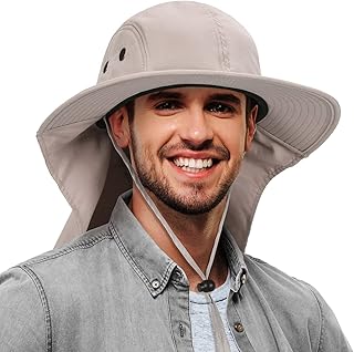 Neck Flap Fishing Safari Cap for Men & Women, Wide Brim Sun Hat for Outdoor Hiking, Camping, Gardening