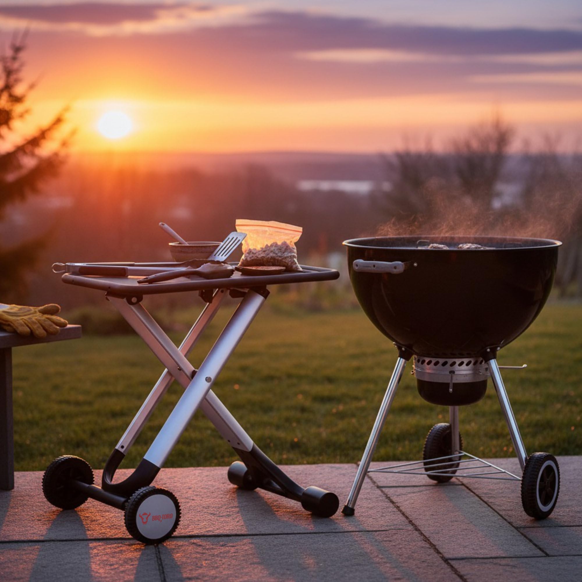 BBQ-Toro Klapptisch Grillwagen Schwarz 65x41x65 cm Aluminium Beistelltisch mit Metall Arbeitsfläche