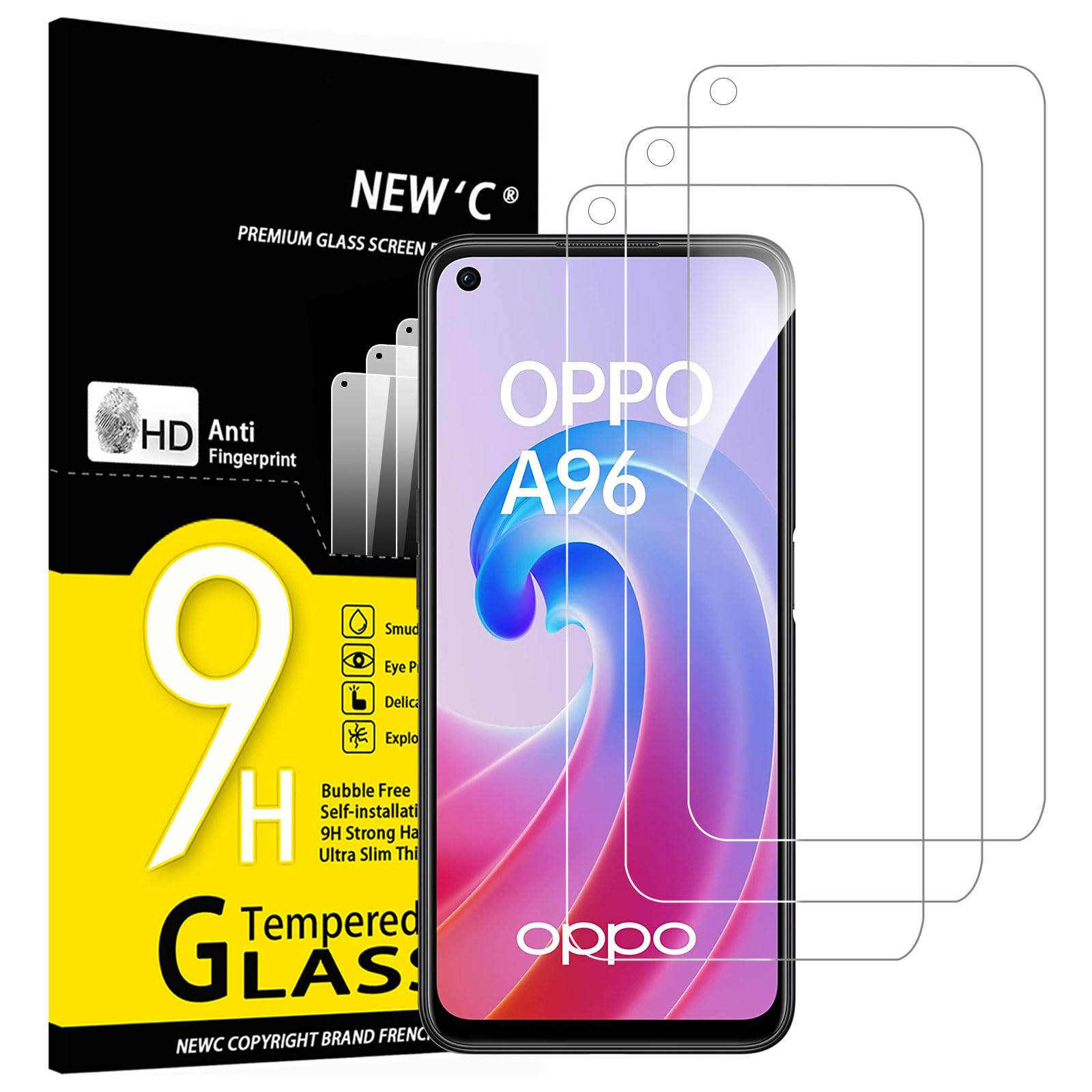 Vauki Vetro Temperato per Oppo A17 4G [2 Pezzi],Durezza (K6w