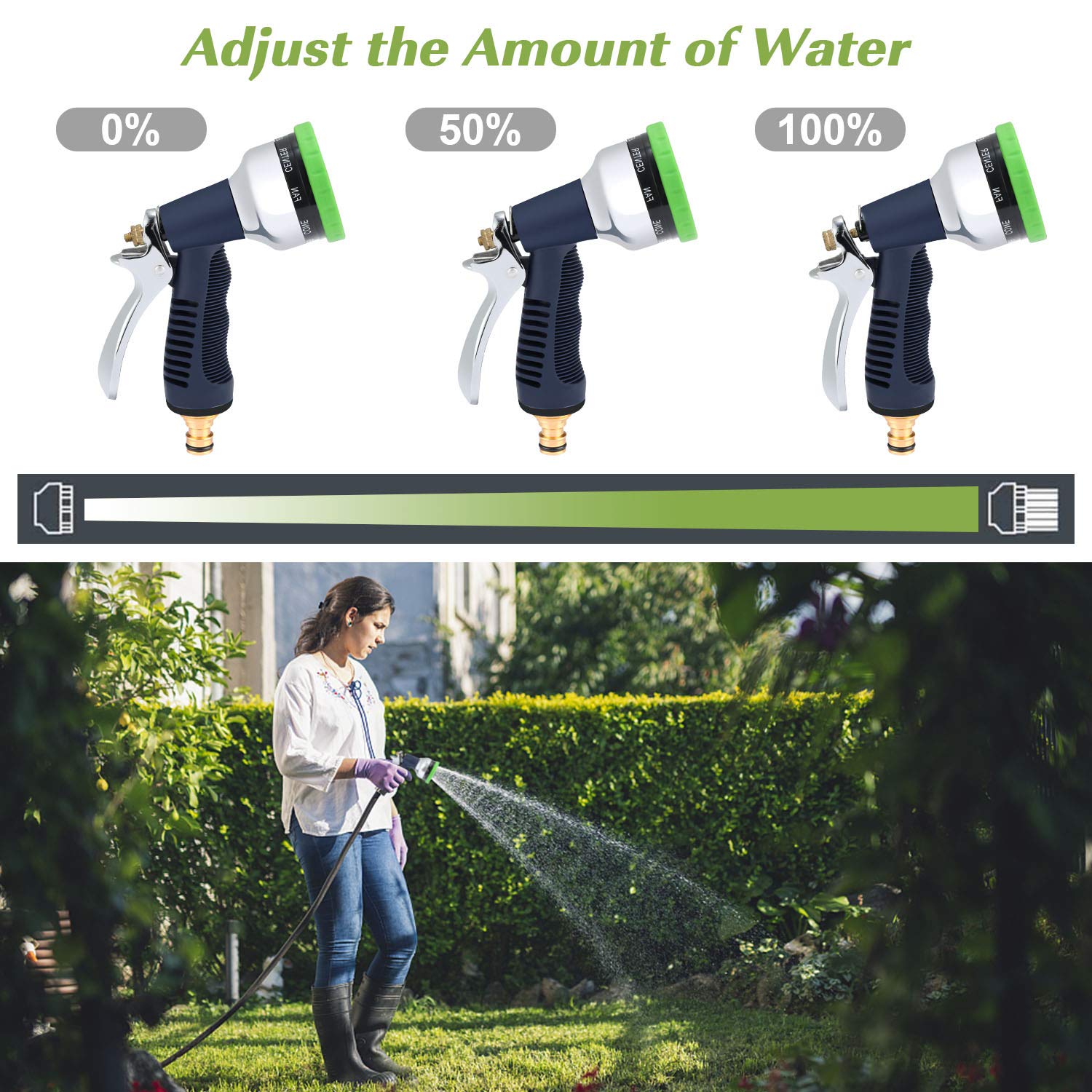 Ugello per tubo da giardino, pistola a spruzzo per irrigazione piante, prati, pulizia e lavaggio auto