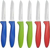 Vista 1 de Paring Knife set of 6 PCS, 3.5 Inch Stainless Steel Fruit and Vegetable Knives,Comfortable Handle With Multi-Color Red/Green/Blue