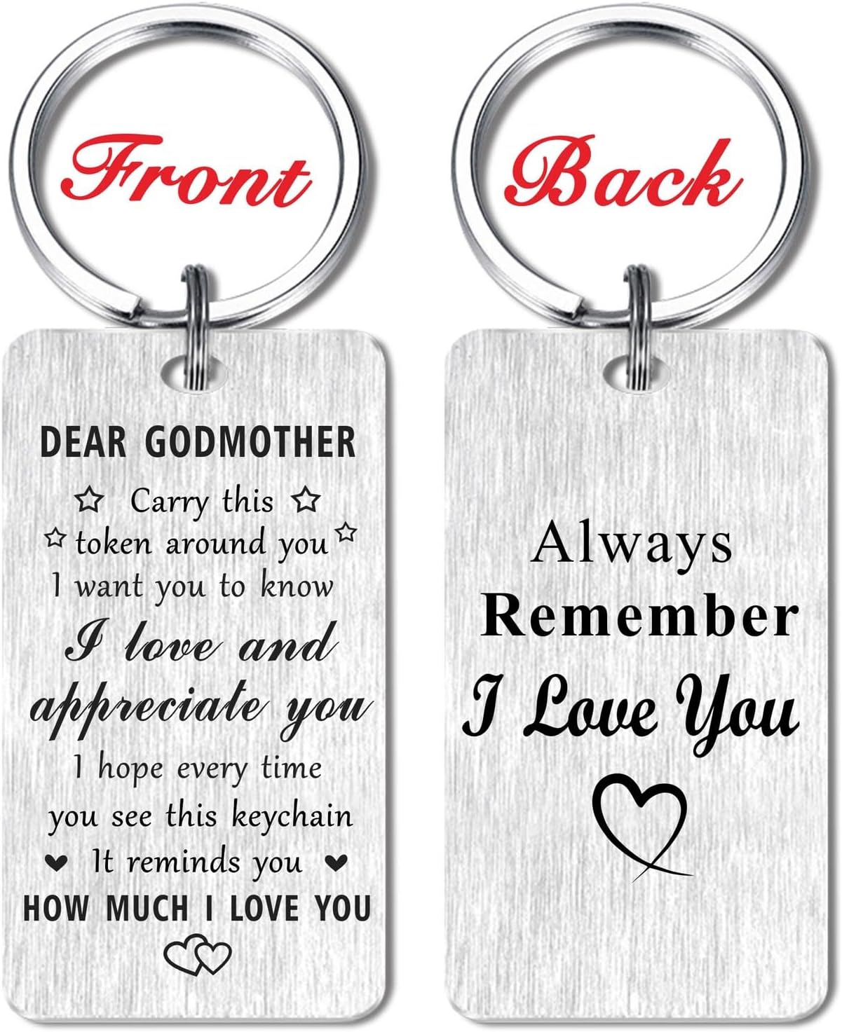 Jzxwan Godmother Gifts, I Love You Godmother Birthday Keychain, Appreciate Godmom Key Chain, Best Godmom Present from Grandkids - Image 2