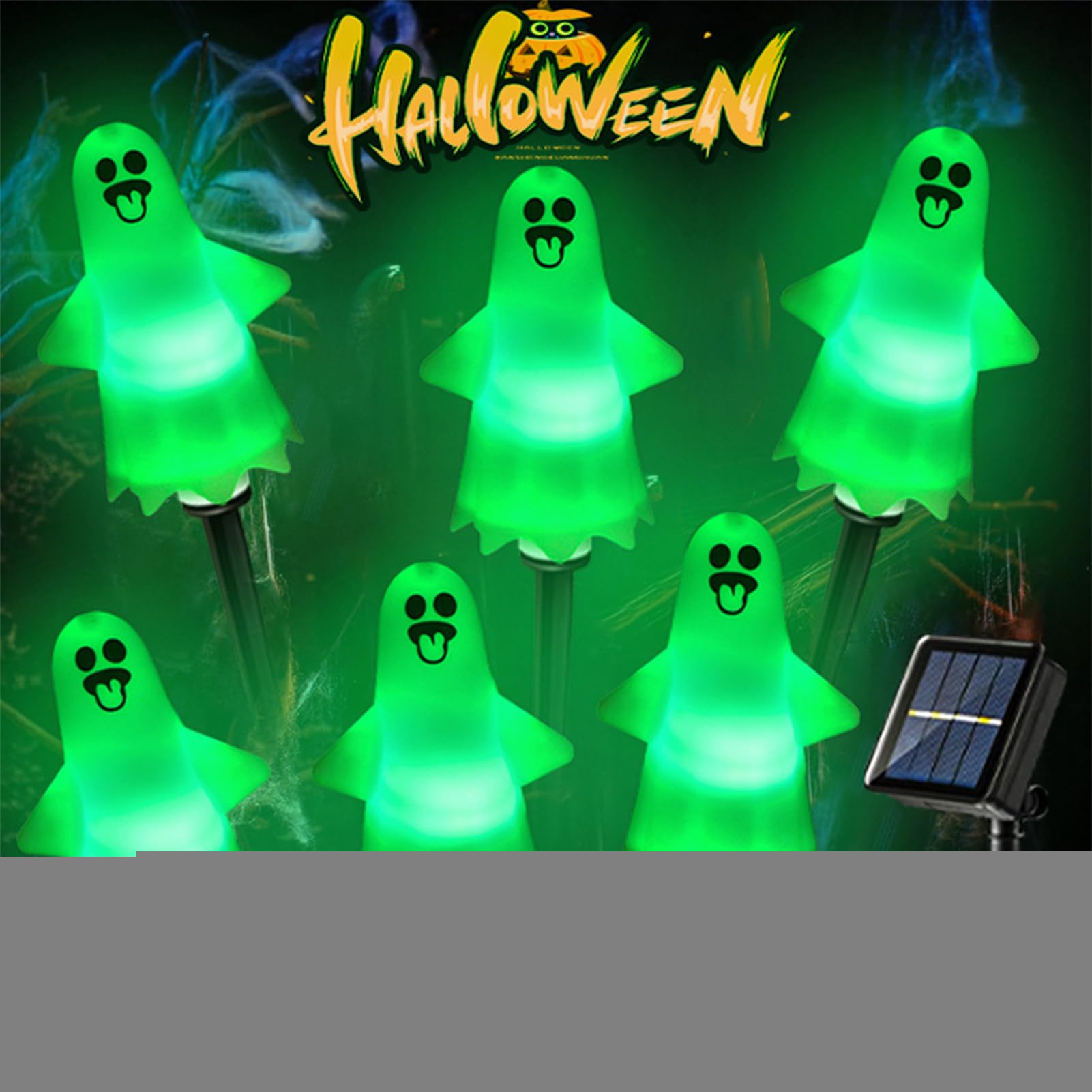 Lampy Solarne Zewnętrzne na Halloween Panel Słoneczny Wodoodporny I Odporny | Lampy Duchy Na Paliku Dekoracje Z Duchami Na Ścieżkę, Ogród, Patio, Krajobraz, Nawiedzony Dom, Ślub,