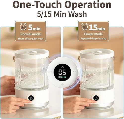 Miniatura 4 de Asa Vea Mini lavadora portátil  Pequeña lavadora compacta para ropa interior, calcetines, ropa de bebé  Lavadora de viaje recargable con modos de