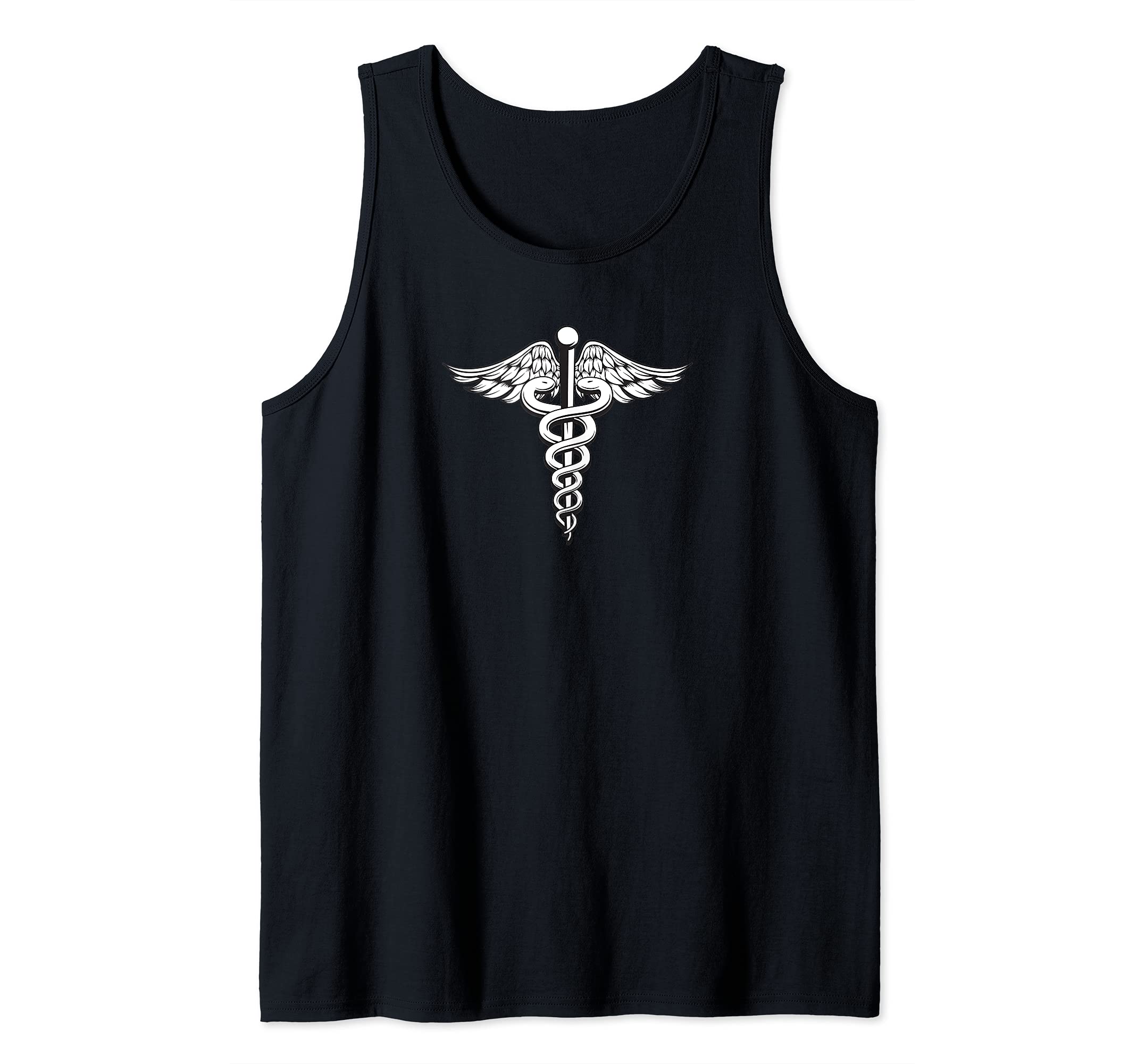 Caduceus Primal Life Energy Symbol of Hermes Mercury Planet Tank Top, Black