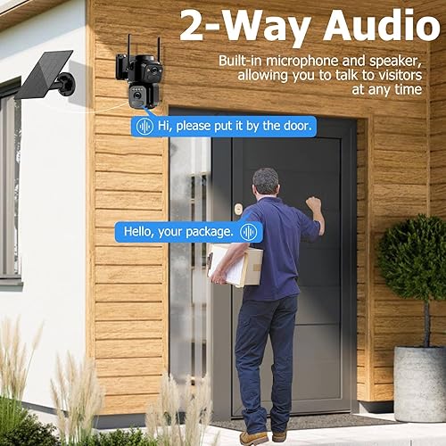 Miniatura 7 de Uniter Cámaras de seguridad solar de doble lente inalámbricas para exteriores, WiFi 5G2.4G, visión de 360, panorámicainclinación, cámara de