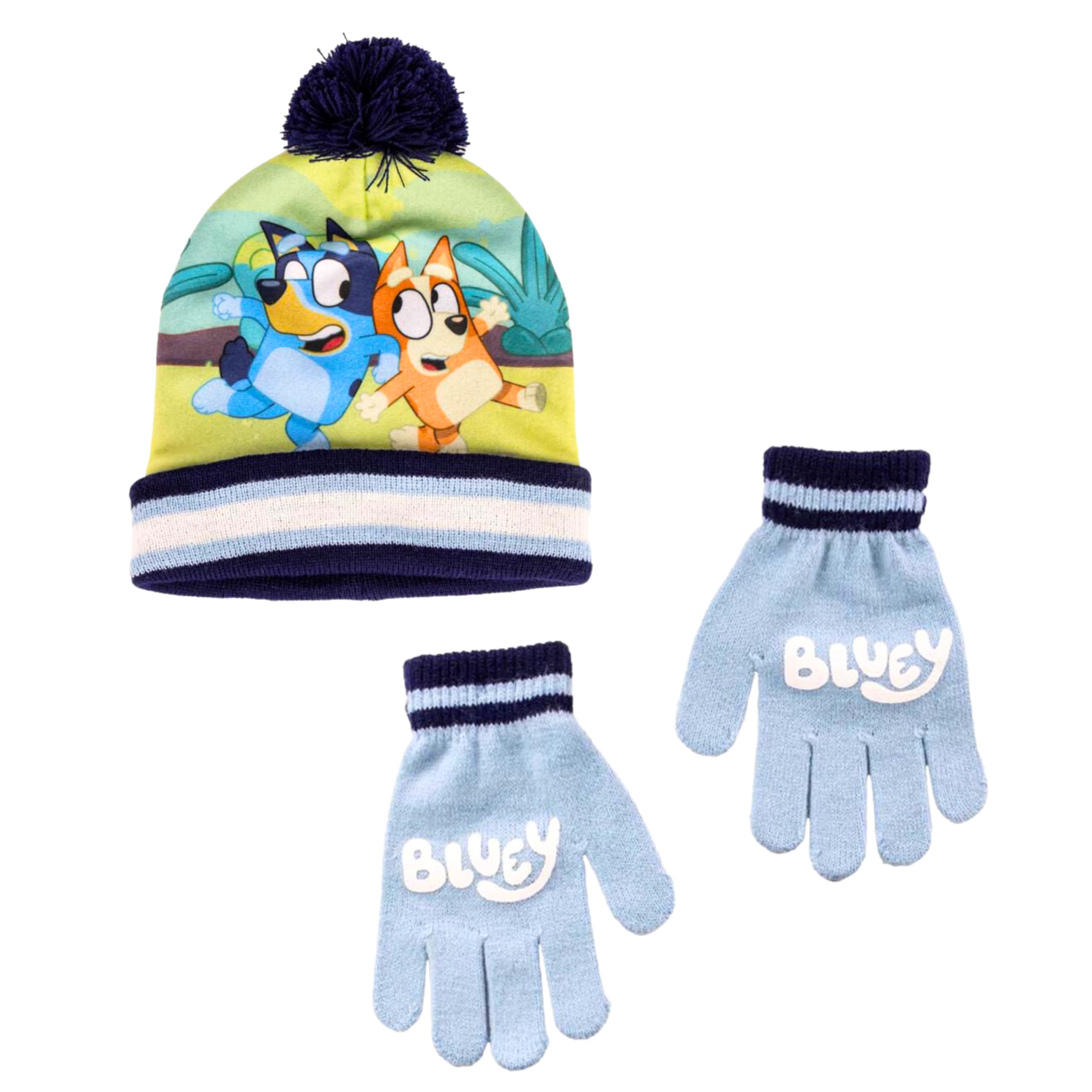 Bluey Gorro y Guantes para Niño, Conjunto de Invierno para Niños, Accesorios de Invierno Infantil Diseño Bingo