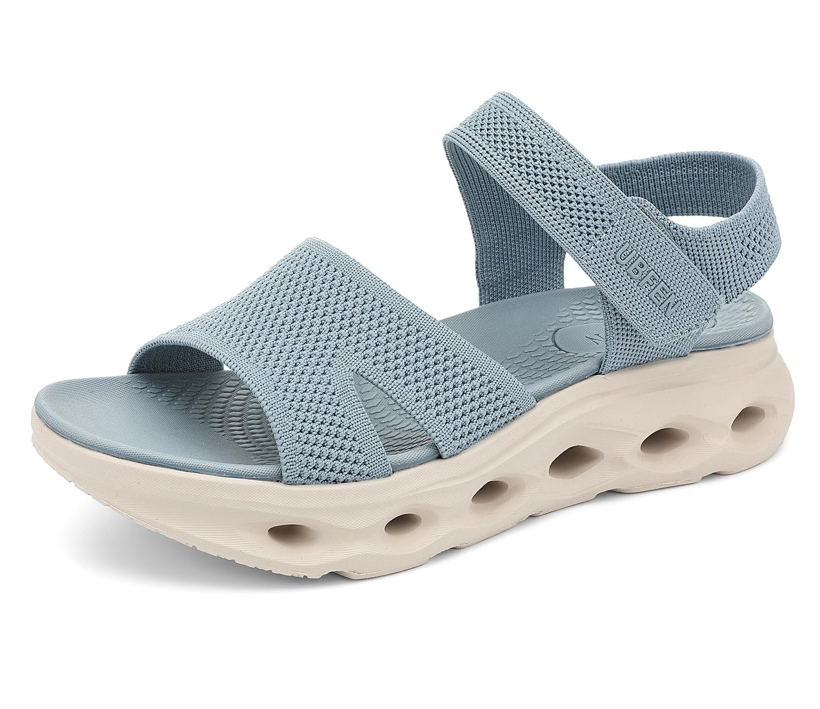 UBFEN Womens Walking Hiking Sandals Comfortable Arch Support Non Slip Adjustable Straps Cushioned Footbed Platform Sport Water Sandals Summer 10.5 B Blue