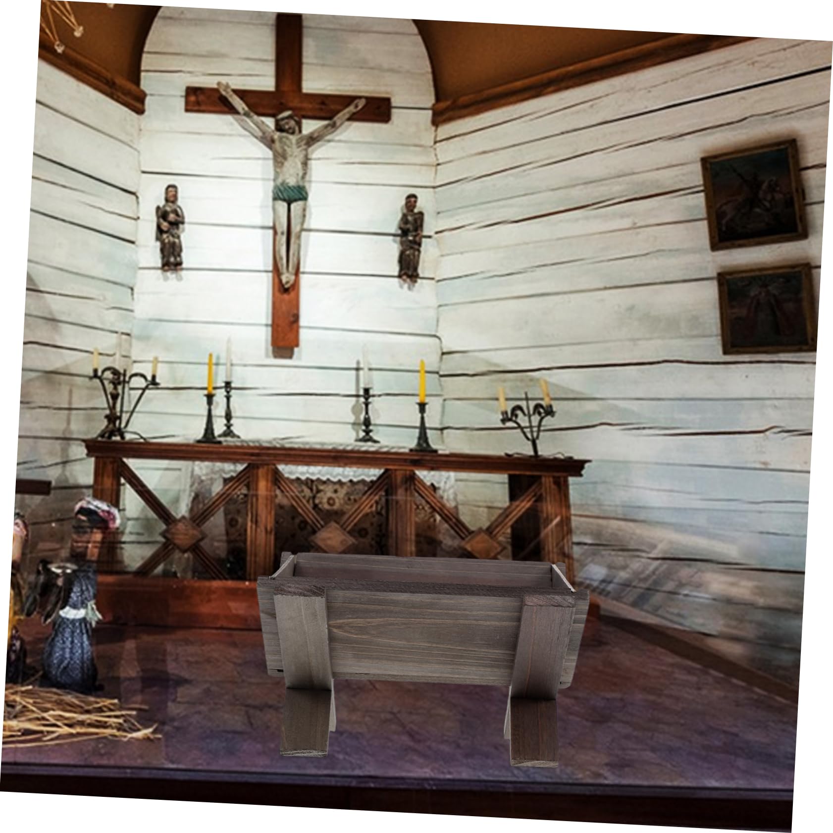Holzkrippe Mit Jesus Minimalistische Krippenszene Für Weihnachten Handgefertigt Langlebig Und Dekorativ Für Kirchen Und Festliche Anlässe