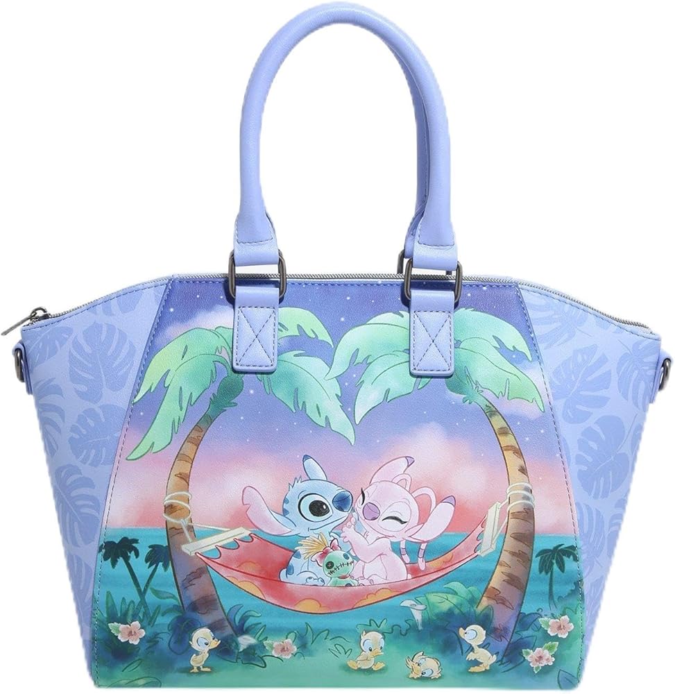 Disney loungefly エンジェル ポシェットバッグ&ポーチ Amazon.com: Loungefly Disney Stitch & Angel Hammock Satchel Bag