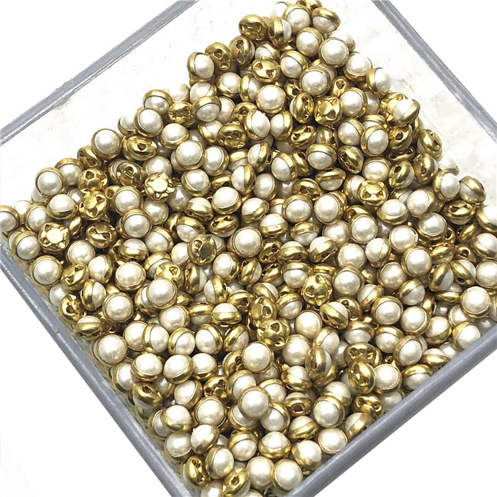 Boutons à coudre dorés avec perles 5 mm pour mercerie, habillement et création de robes