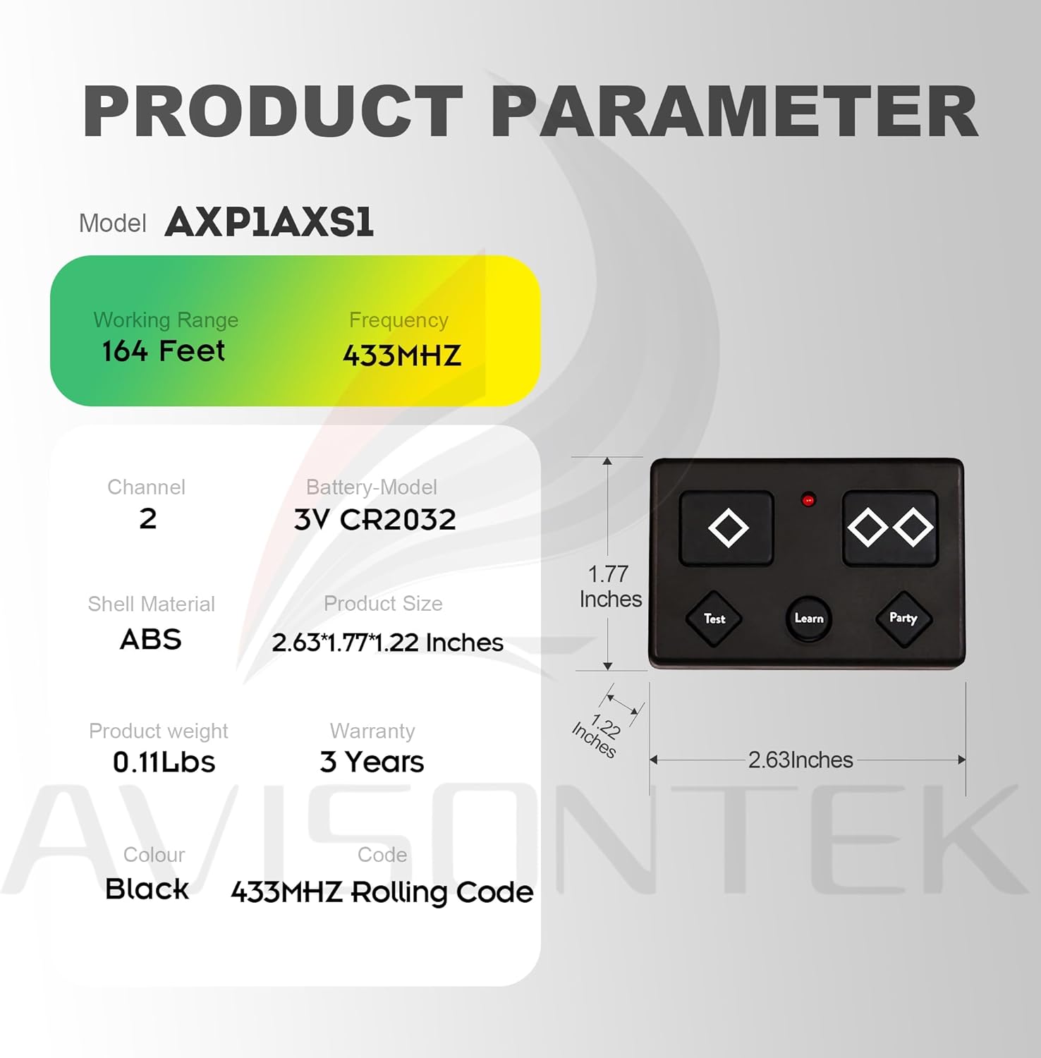 3X AXP1 AXS1 AXR1 Gate Opener Remote【10-Year-Warranty】