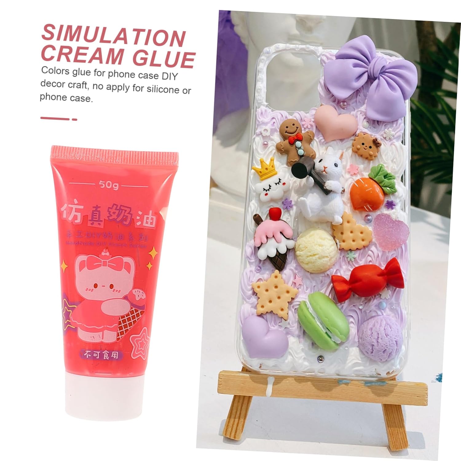 22pcs Kawaii Pattern DIY Glue Cream Glue Set for Phone Case Safe Material Bottles Easy Storage