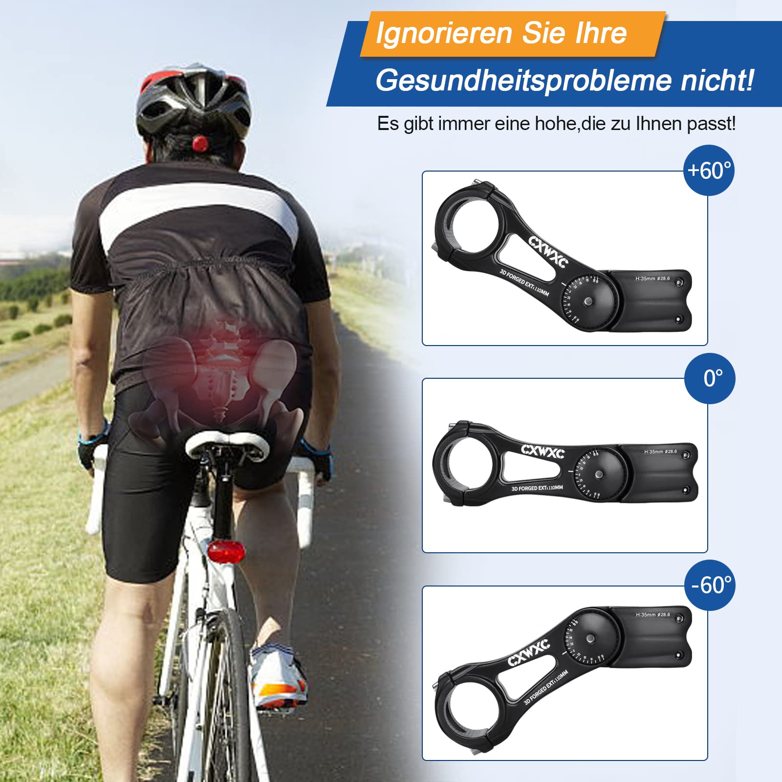 CXWXC Attacco Manubrio Bici da Corsa,Attacco Manubrio per Bicicletta-Manubrio Regolabile in Lega di Alluminio per MTB, BMX-31,8 mm x 90/110/146 mm-Comfort e Controllo