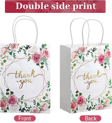 Miniatura 2 de 24 bolsas de agradecimiento pequeñas con diseño floral con asas, bolsas de regalo de baby shower, bolsas de agradecimiento para boda, bolsas de