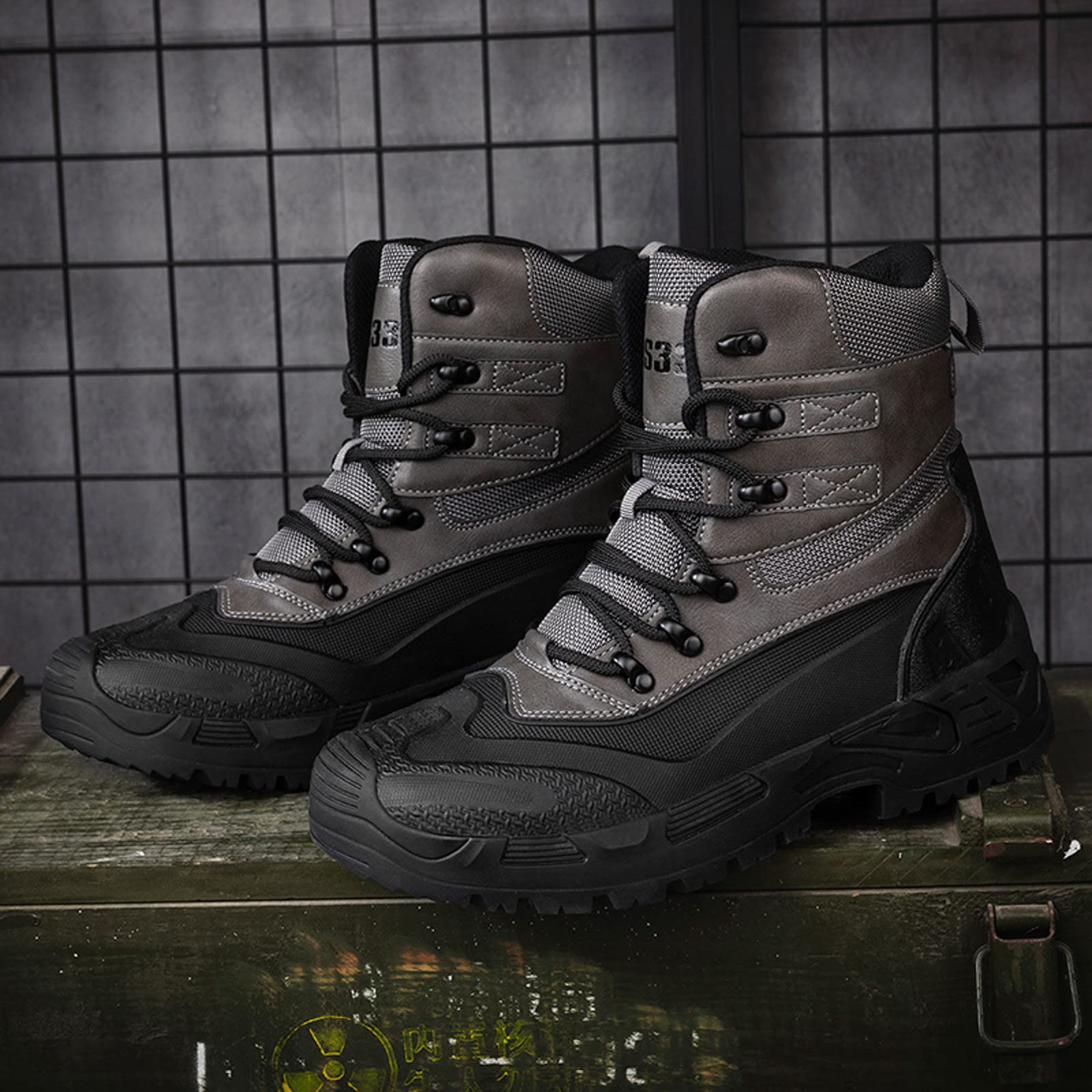 Chaussures de randonnée larges pour homme - Chaussures d'extérieur hautes
