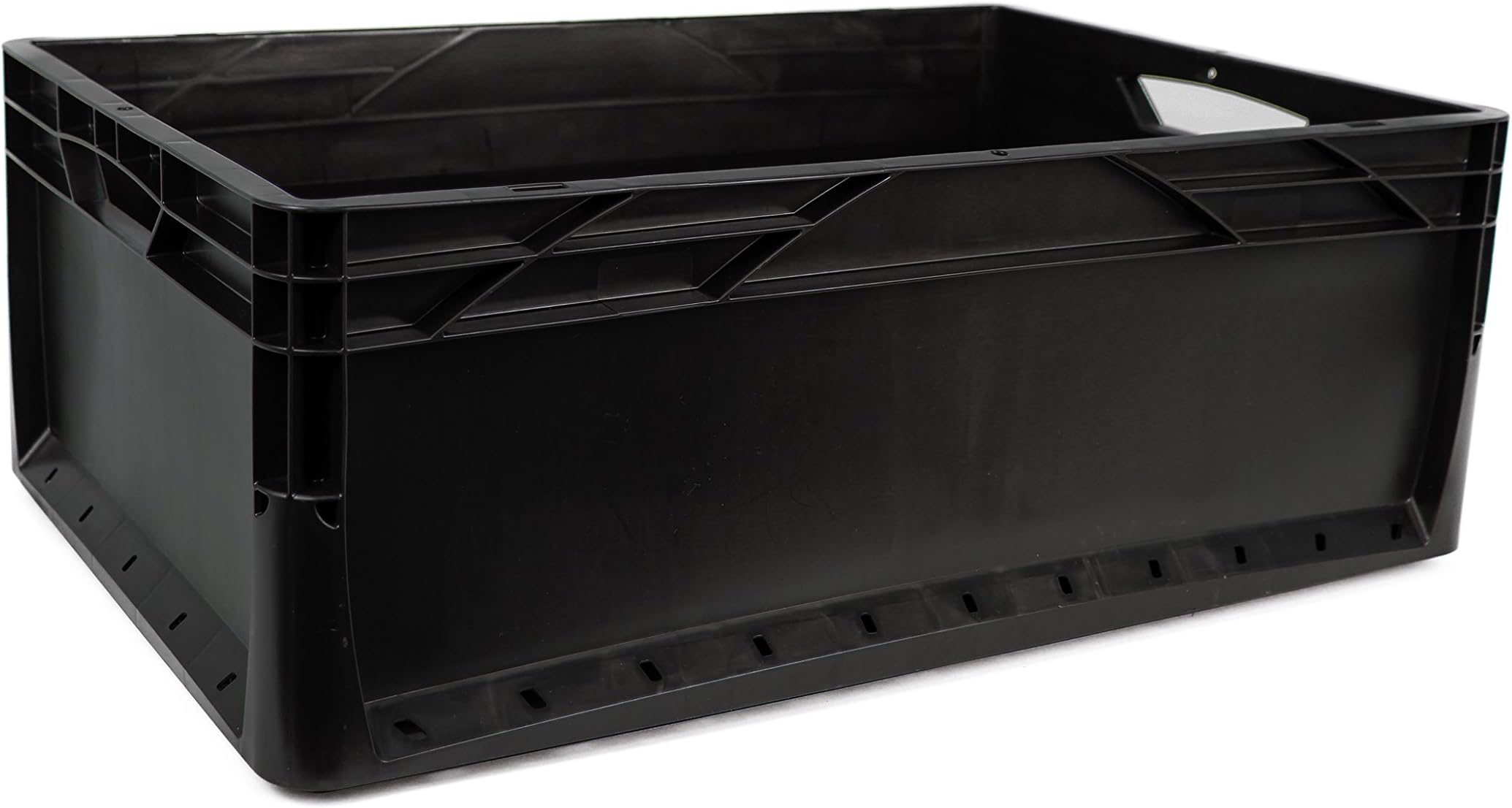 4 x 46 Litre Euronorm Eco Industrial Plastic Stacking Euro Storage Containers Boxes Crates BLACK