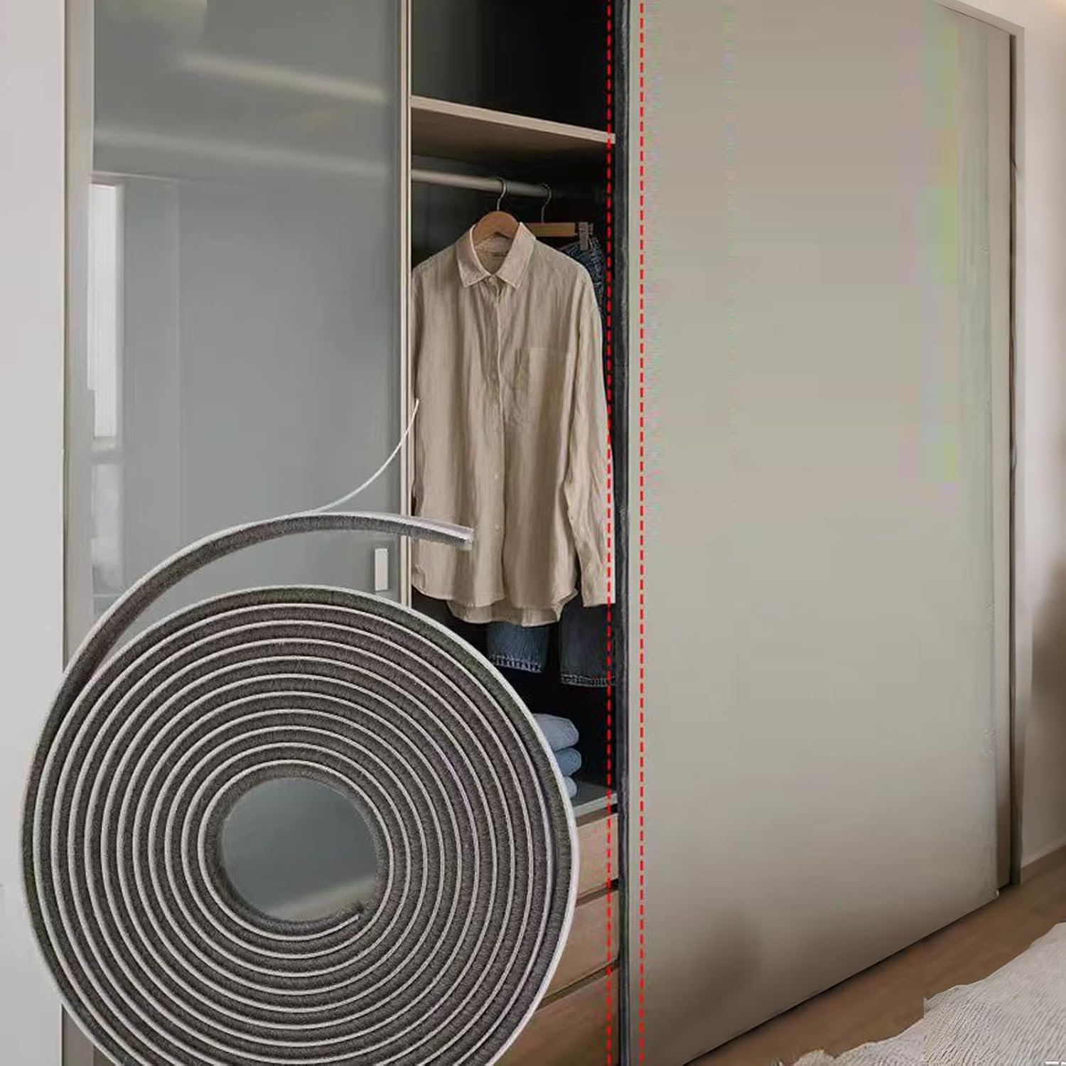 Weather Stripping Door Window Seal, 33Ft Self-Adhesive Brush Door Soundproofing Seal Strip for Sliding Windows and Door Frames, 0.35 Wide X 0.35 Inch Thick, Gray