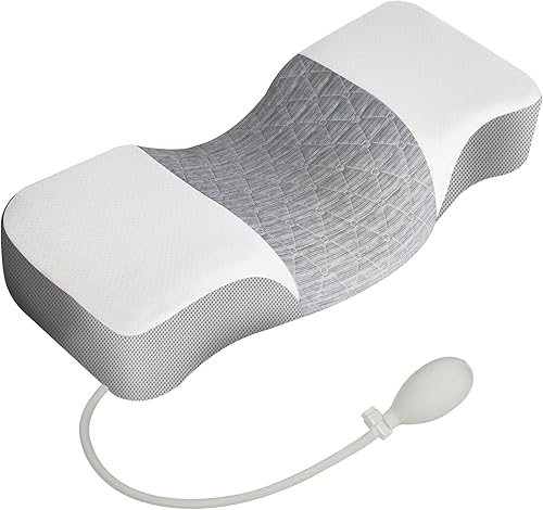 NiHome Almohada cervical cervical de espuma viscoelástica 100% de alta densidad con soporte ajustable en altura, diseño ergonómico con infusión de