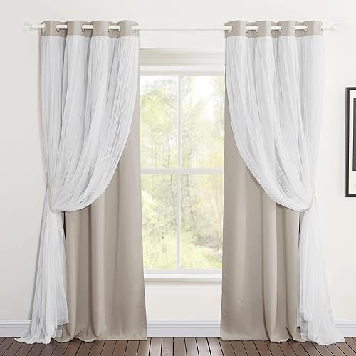 Miniatura 28 de PONY DANCE Cortinas para Sala de 84 Pulgadas de Largo - Cortinas con Capa Traslúcida, 52 Pulgadas de Ancho, Paneles para Tratamiento de Ventanas,