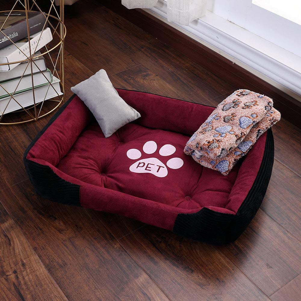 Lit pour chat et petit chien rouge 45x30x15 cm avec coussin lavable