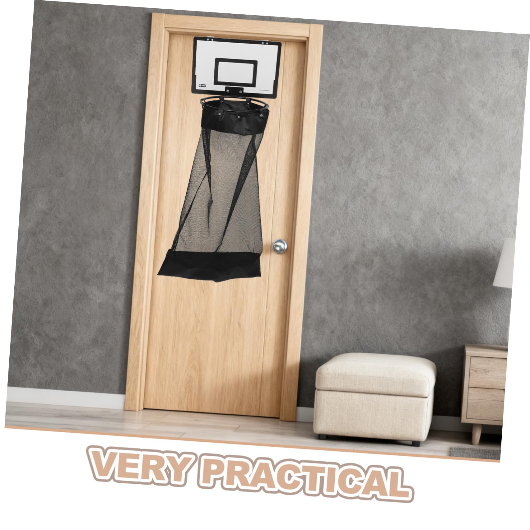 Wäschekorb Organizer mit Basketballkorb Design aus Eisen und Stoff mit Praktischem Reißverschluss Hängend an Tür für Badezimmer und Schlafzimmer