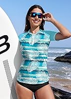 Vista 124 de BesserBay Women’s Rash Guard Shirt UPF 50+ Half Zip Short Sleeve Quick Dry Swim Shirt Swimsuit Tops